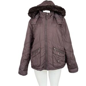 Dollhouse Chocolate Hooded Puffer Jacket Size 2X